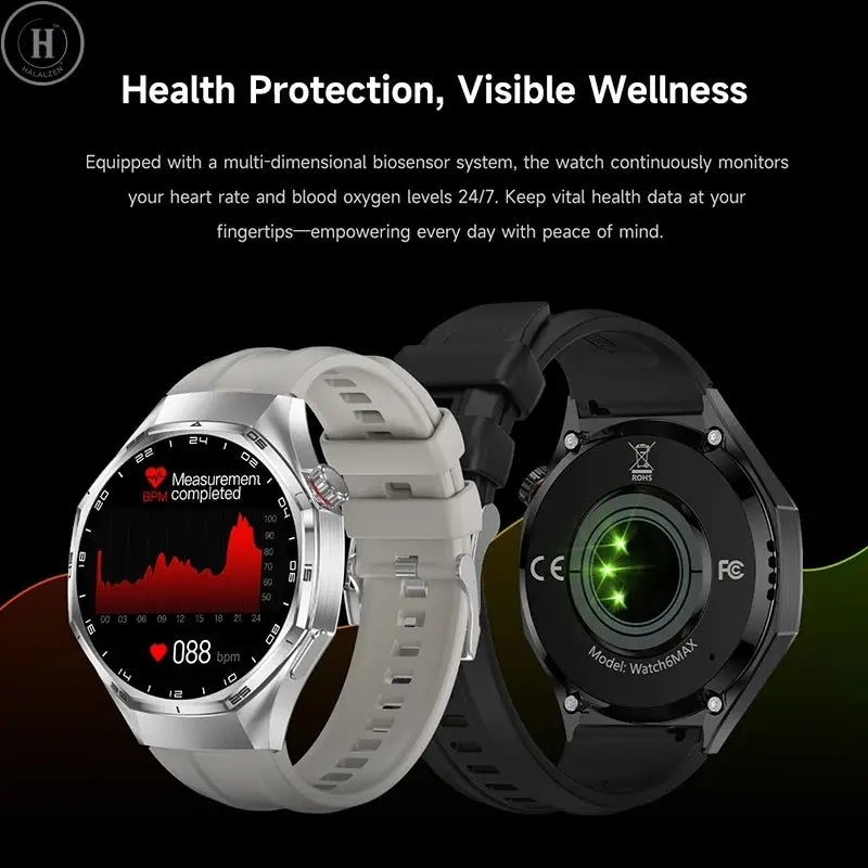 2026 New Watch 6 Pro Smart Watch AMOLED Screen GPS Tracker HD Bluetooth Call Waterproof Sports Health Monitoring Smartwatch Men HALALZEN