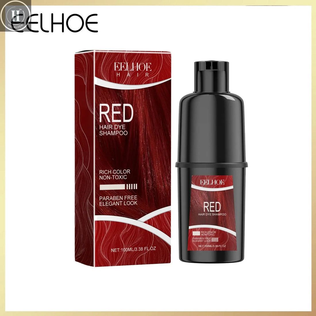 EELHOE 100ml Red Hair Color Shampoo Herbal Extracts Nourishing Care Long-Lasting Color Gentle Healthy Dyeing for All Hair Types HALALZEN