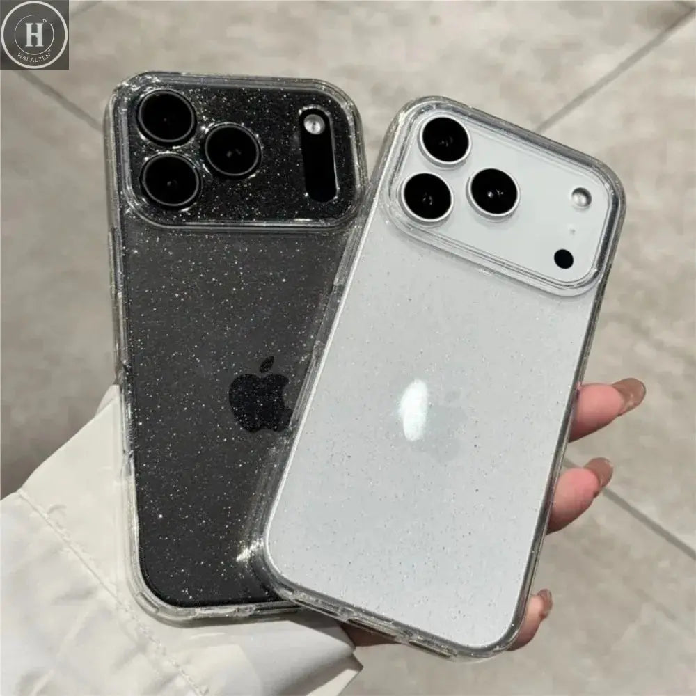 Luxury Bling Glitter Silicone Clear Phone Case For iPhone 17 Air 16 15 14 Plus 13 12 17 Pro Max 17Pro Transparent Soft TPU Cover Halalzen UK