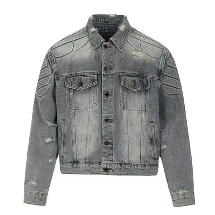 Men's Streetwear Kanye West Denim Jacket New Rapper Hip Hop Style Jean Clothing 2025 Fashion Trend Retro Do Old Ripped Coats