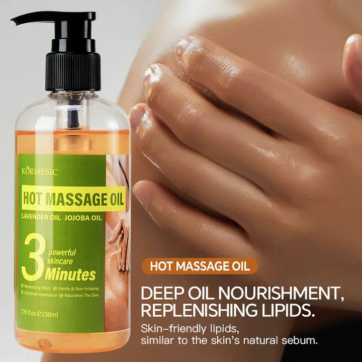 230ml Body Massage Essential Oil, Containing Glycerin, Lavender Extract, Caffeine, and Other Ingredients, Warming Massage Oil Helps to Improve and Tighten the Skin, Especially Suitable for Use after Exercise or Long Periods o