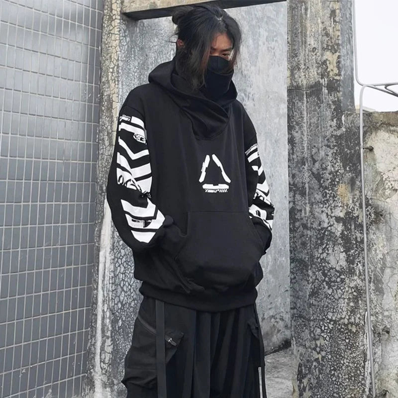 2025 Punk Hoodie Men Fashion Creative Print Sweatshirt Pullover Harajuku Hip Hop Streetwear Tactical Functional Hoodies Techwear