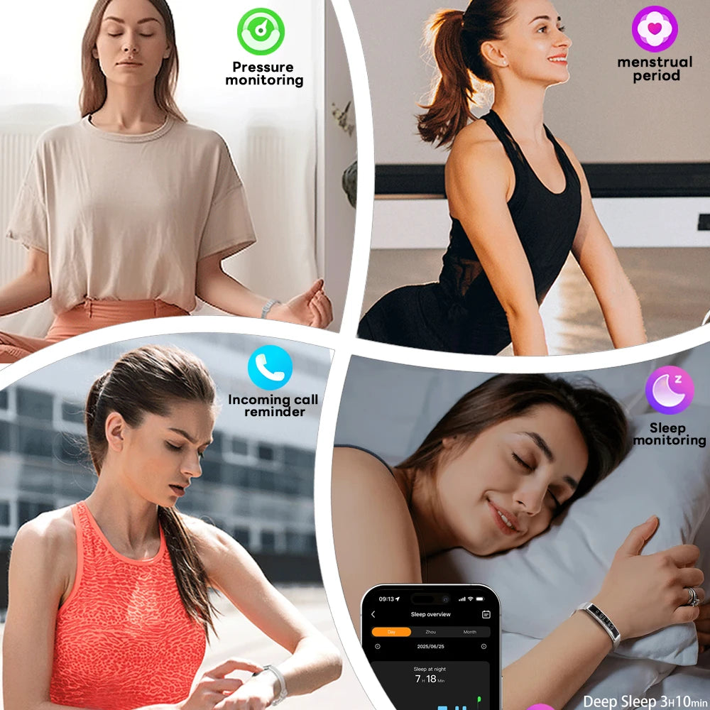 2026 New Fashion Women Smart Bracelet Sport Mode Fitness Tracker Heart Rate Health Monitoring IP68 Waterproof Smart Watch Men
