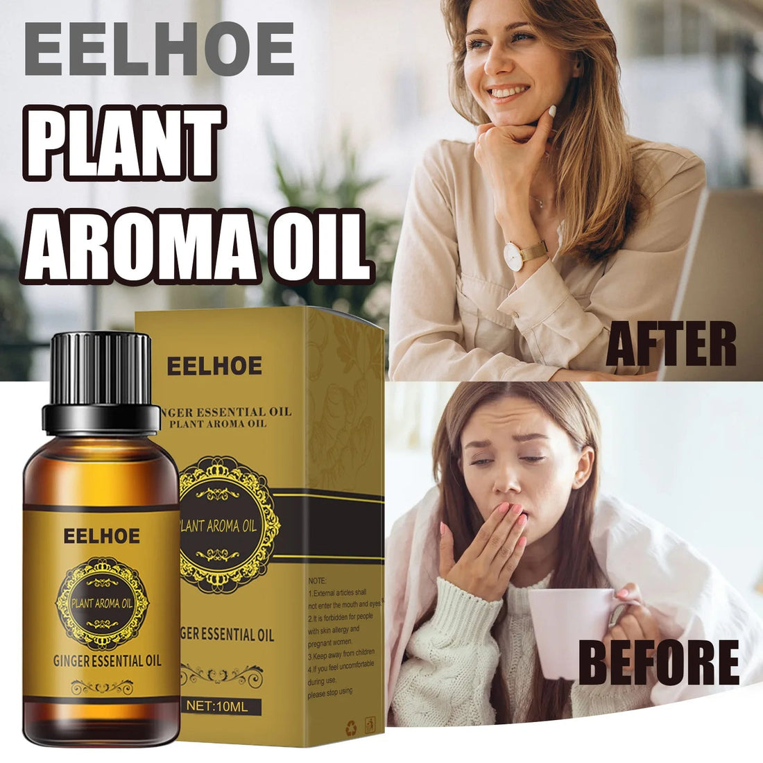 EELHOE Slimming Essential Oil Natural Ginger Oil Lymphatic Drainage Therapy Anti Aging Plant Essential Oils for Slimming Body HALALZEN