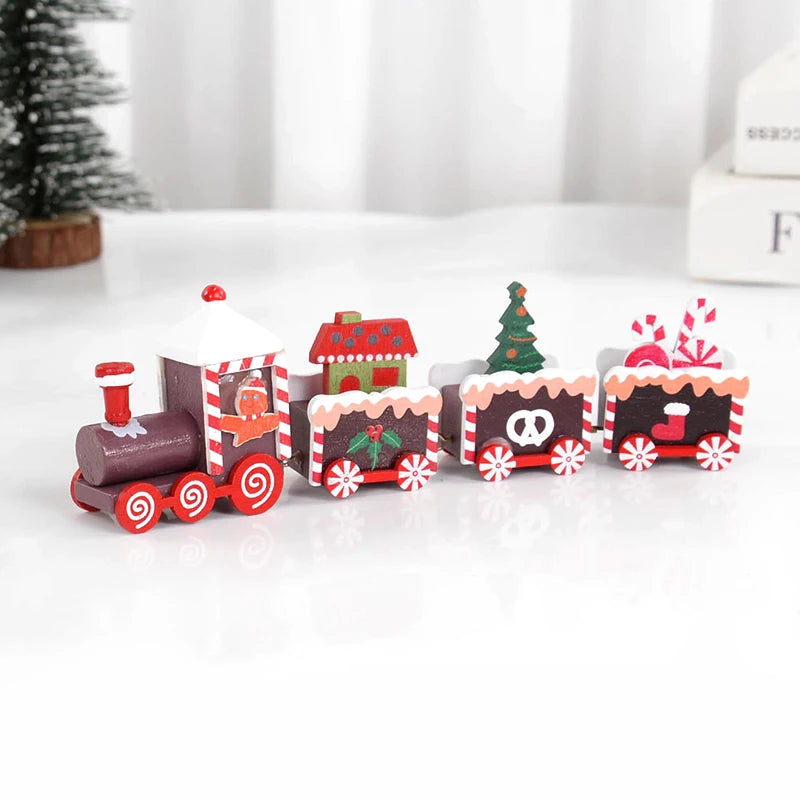 Christmas Wooden Train Merry Christmas Decorations for Home 2024 Xmas Tree Ornament  Navidad Noel Kids Gift Happy New Year 2025