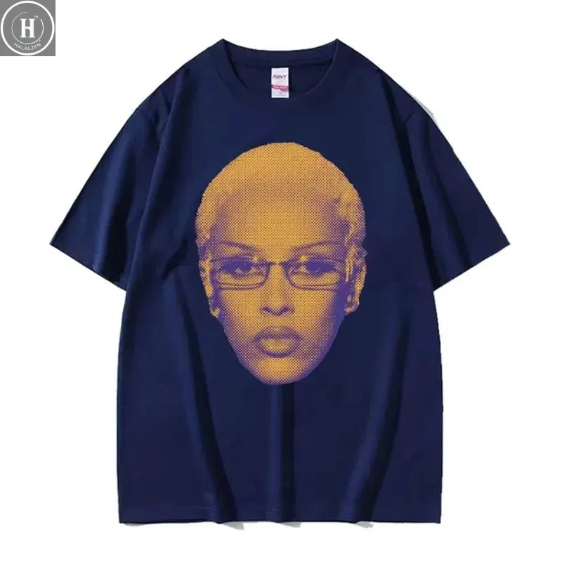 Retro Rapper Doja Cat Face Graphic Tee Shirt Men Women 90s Fashion Classic T Shirts Male Casual High Quality Cotton T-shirt Tops HALALZEN