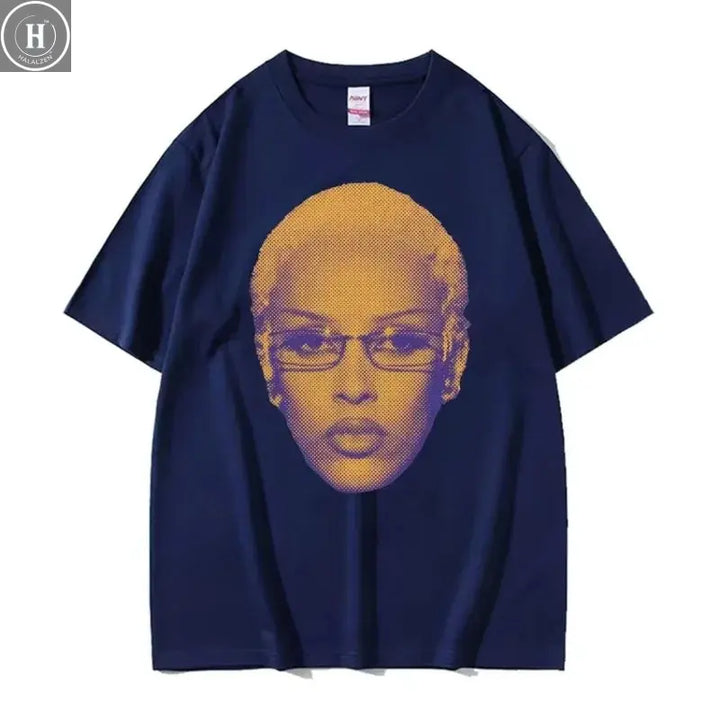 Retro Rapper Doja Cat Face Graphic Tee Shirt Men Women 90s Fashion Classic T Shirts Male Casual High Quality Cotton T-shirt Tops HALALZEN