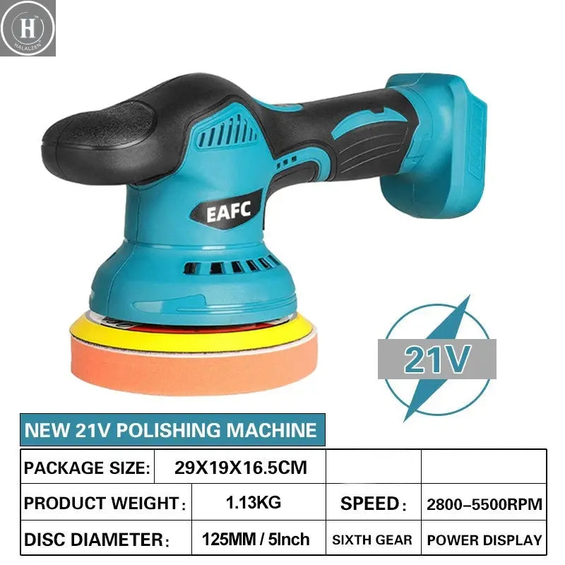 EAFC Cordless Rechargeable Buffer Polisher Portable Polishing Machine6 Gears Metal Waxing For Makita 21V Battery(No Battery) HALALZEN