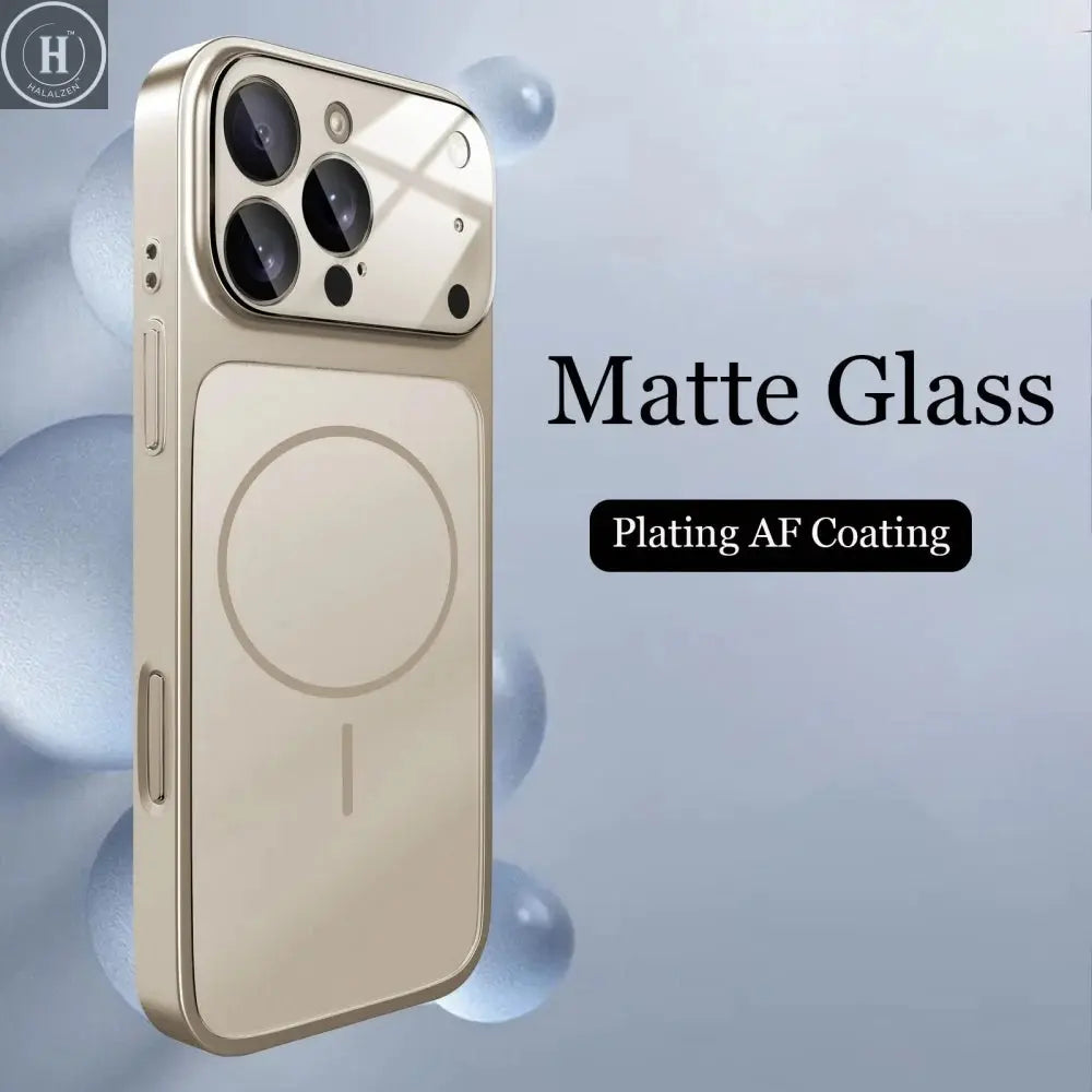 Glass Nano Matte Case For iPhone 17 Pro Max 17Air 17Pro 16 15 14 13 Pro Max Cover Magnetic Wireless Charge Armor Funda Halalzen UK