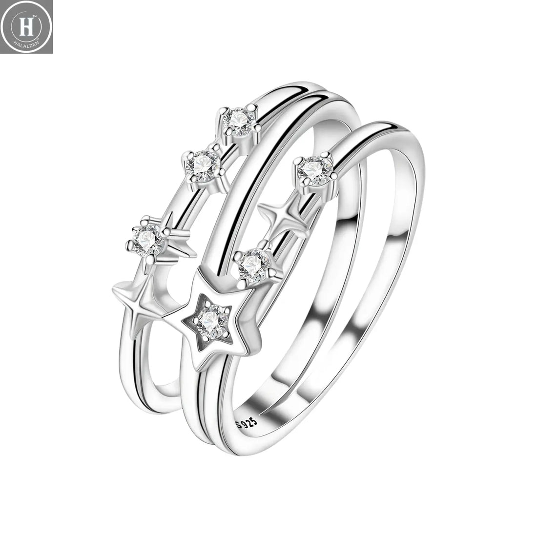 CYCUFF 925 Sterling Silver Designed Simple Fashion 3-Ring Rings Closed Ring for Women Birthday Party Jewelry Gift Ring Comfort HALALZEN