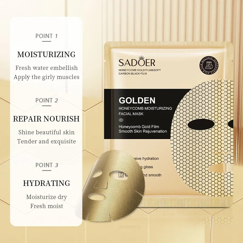 20pcs SADOER 24K Gold Moisturizing Facial Masks skincare Firming Nourishing Smooth Skin Rejuvenation Face Mask Sheets Mask