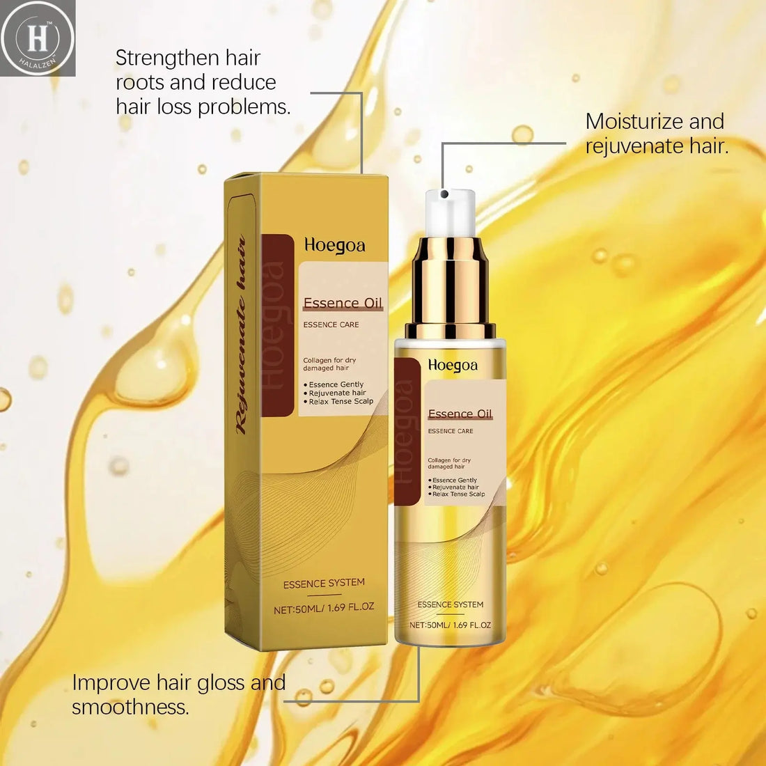 Pure Argan Oil Hair Essential Oil Preventing Hair Loss Nourishing Smoothing Dry Frizzy Multi-functional Argan Hair Care Product HALALZEN