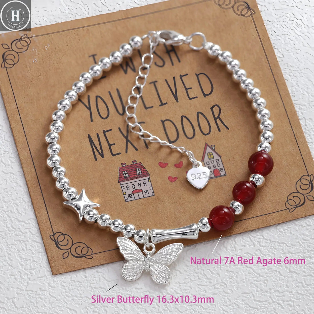 VENTFILLE 925 Sterling Silver Butterfly Bracelet for Girl Bead String Design Insect Fashion Versatile Jewelry Gift Dropshipping HALALZEN