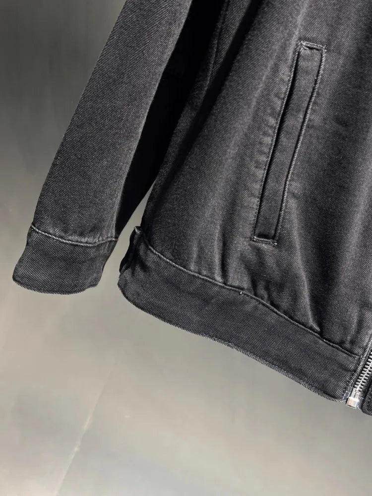 Autumn Mens New Fashion Zipper Multi Pockets Denim Jacket Streetwear Casual Outerwear Coat Vintage Motocycle Biker Cowboy Jacket
