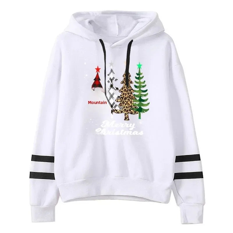 Women's Hoodie Sweatshirt Christmas Print Color Block Cross-Border Fleece Thickened Capri Pants Casual Streetwear