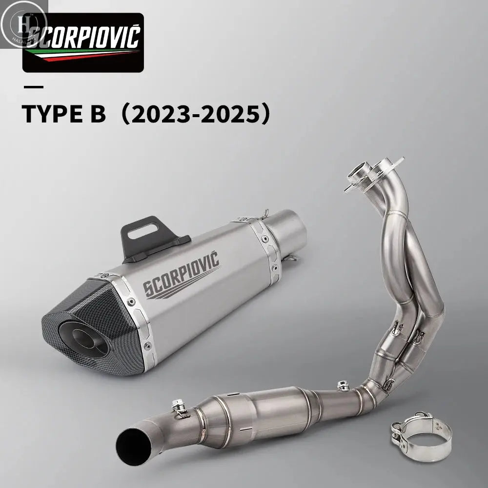 Carbon Fiber Moto Exhaust Escape Full System Muffler DB Killer Front mid Link Pipe for ER6N ER6F Versys 650 Z650 Ninja 650 HALALZEN