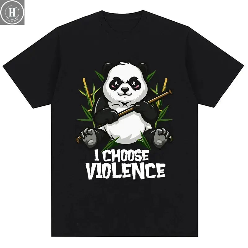 I Choose Violence T Shirt Funny Duck Humor Slogan Short Sleeve T-shirts Men Women 100% Cotton Loose Oversized T-shirt Streetwear HALALZEN