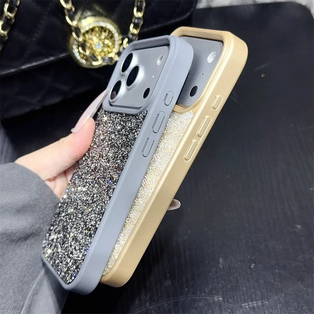 Luxury Glitter Diamond Phone Case For iPhone 17 16 15 14 13 12 11 Pro Max Plus Shiny Rhinestone Shockproof Anti-fall Back Cover