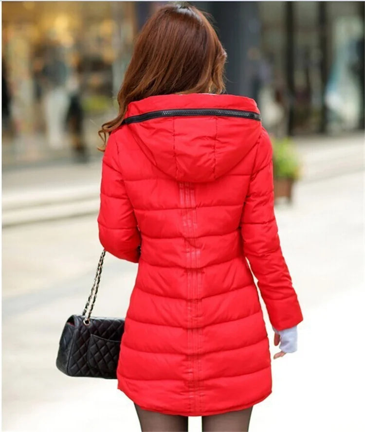 Fashion Casual Women Waterproof Down Cotton Jacket Autumn Winter Long Parkas Overcoat Warm Thick Lady Hooded Padded Coat