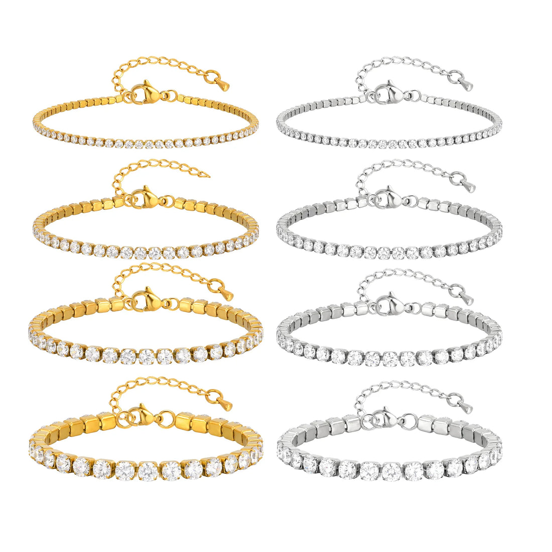 2/3/4/5MM Luxury Zircon Tennis Chain Bracelet for Women, Stainless Steel Bracelet Zircon Chain Bracelets, Dainty Jewelry Gift