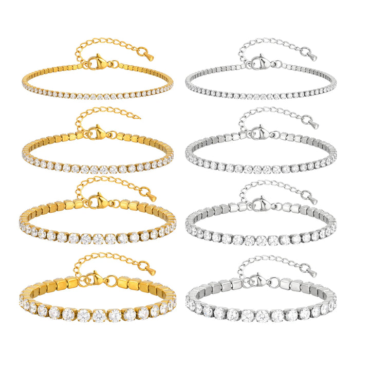 2/3/4/5MM Luxury Zircon Tennis Chain Bracelet for Women, Stainless Steel Bracelet Zircon Chain Bracelets, Dainty Jewelry Gift