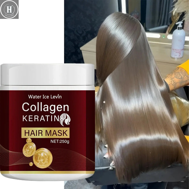 Collagen Keratin Hair Mask, Deeply Nourishes Dry and Damaged Hair, Enhances Elasticity - Rich in Argan Oil, Deeply Moisturizes and Smoothes HALALZEN