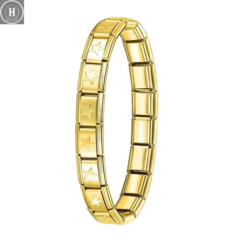 Hapiship New Women's Jewelry 9mm Width Italian Elastic Charm Bracelet Fashion Stainless Steel Bangle ST- HALALZEN