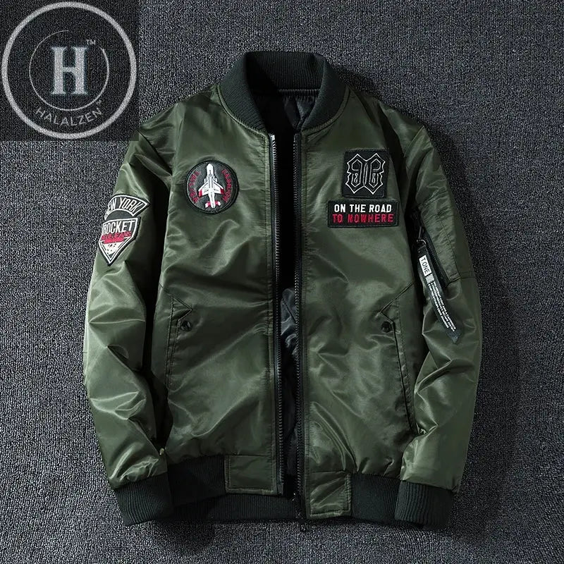 Coat Men's Air Force Pilot Jacket MA1 Autumn/Winter Baseball Suit Trendy Brand Double Sided Thickened Large HALALZEN