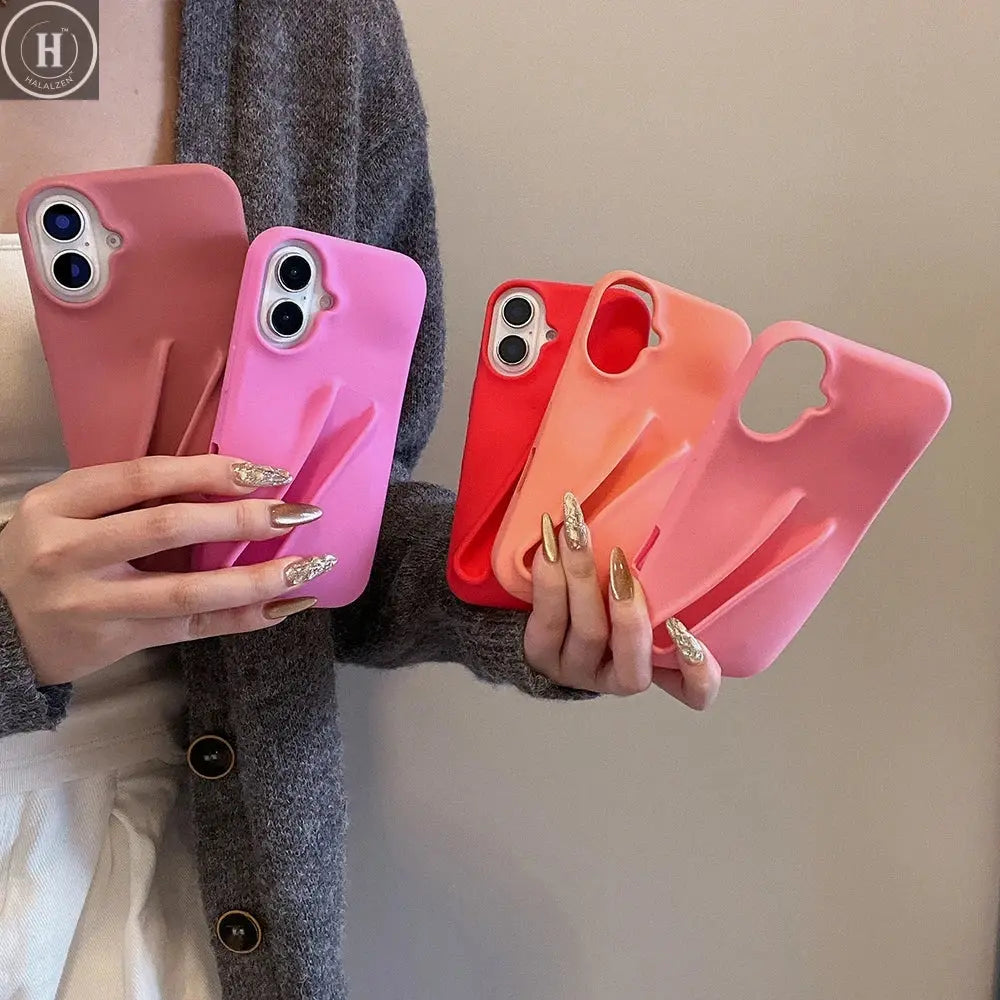 INS Lipstick Silicone Phone Case For iPhone 11 13 16 15 14 13 12 Pro Max 16 Plus Portable Lip Gloss Holder Soft Silicone Cover Halalzen UK