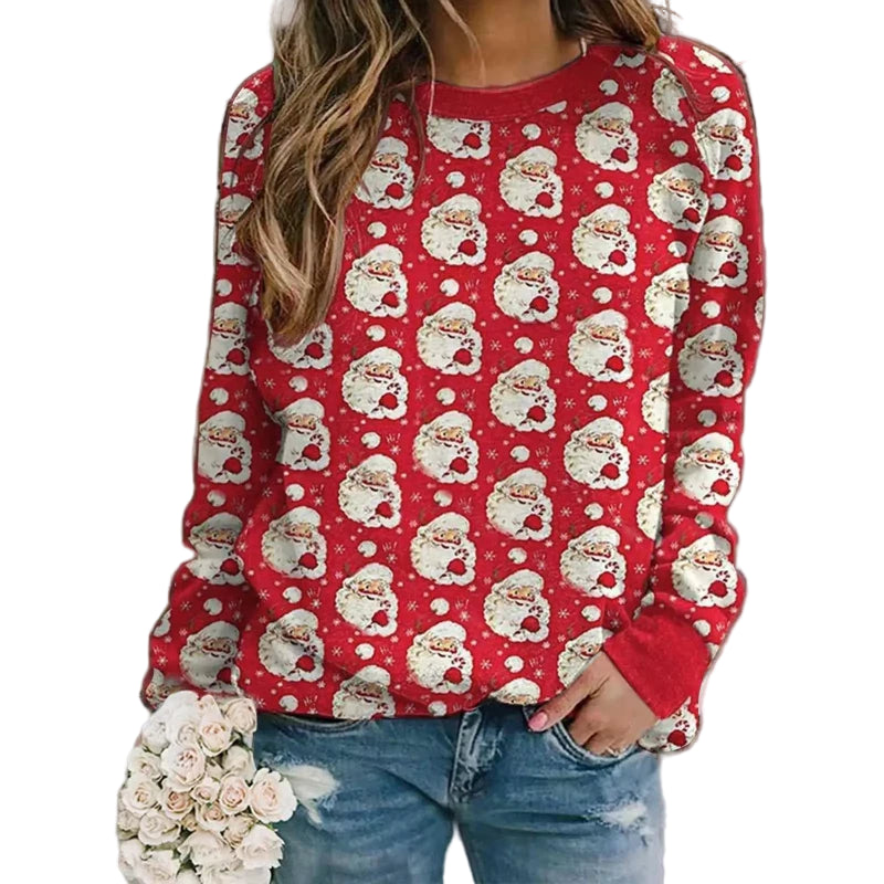 3D Print Women's Sweatshirts Christmas Snowman Sweatshirt Santa Claus Casual Crewneck Hoodie Y2k Street Fashion Pullover Tops