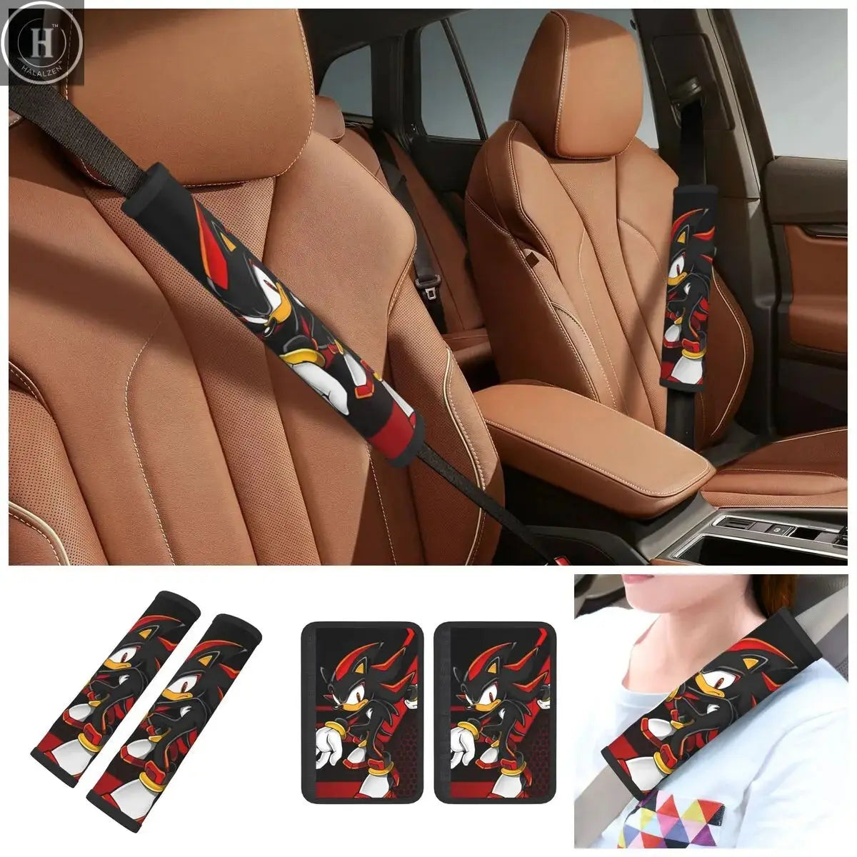 Shadow The Hedgehog Soft Auto Seat Belt Cover for a More Comfortable Driving 2 PCS Seatbelt Shoulder Pad For Cars HALALZEN