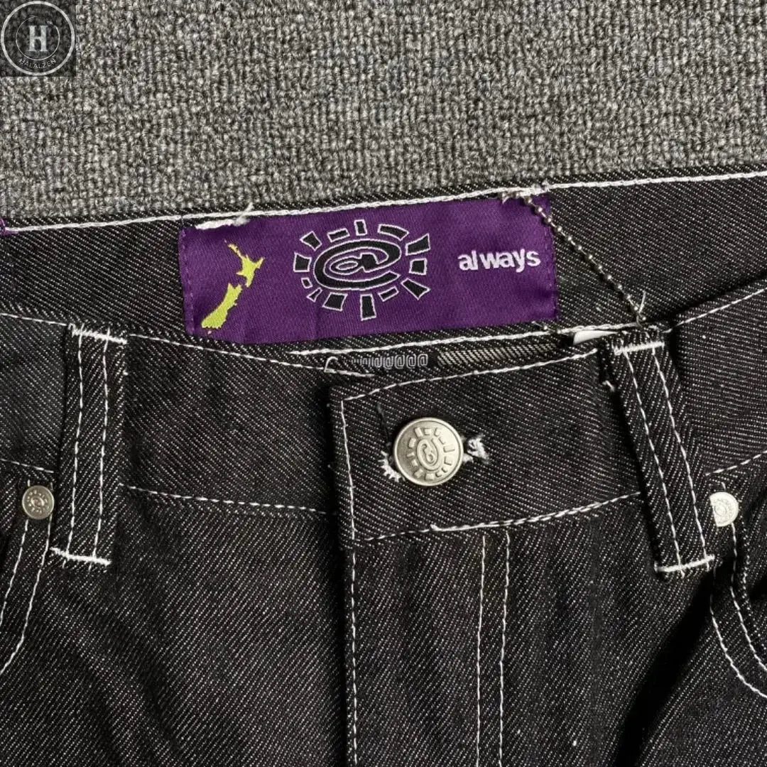 New Always Jeans High quality Printed Embroidery Straight Jeans Black Pants Men Jeans Printing Trend Street Wear AlwaysJeans Men HALALZEN