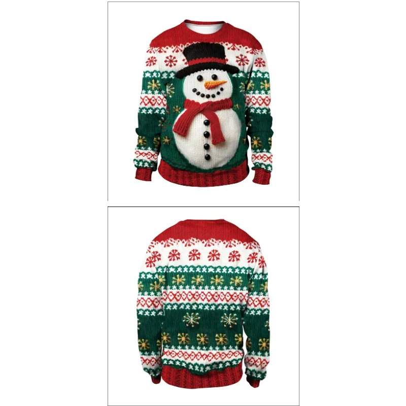 Women's Sweater Pullover Round Neck Printed Long Sleeve Christmas Autumn Winter Knitted Top