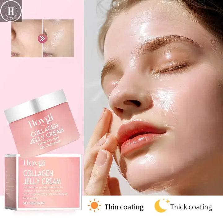 Collagen Jelly Cream Niacinamide Tightening Soothing Moisturizing Anti-Aging Firmness Hydration Skincare 100ml Face Gel HALALZEN