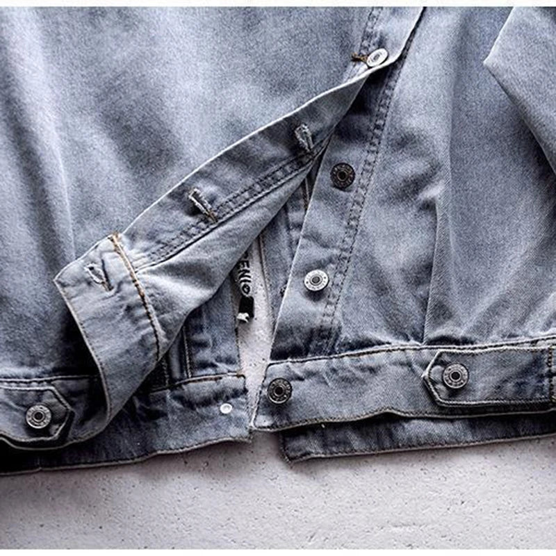 Korean Fashion Loose Denim Jacket Women 2025 Autumn Spring BF Patchwork Hooded Coats Streetwear Pocket Single Breasted Outerwear