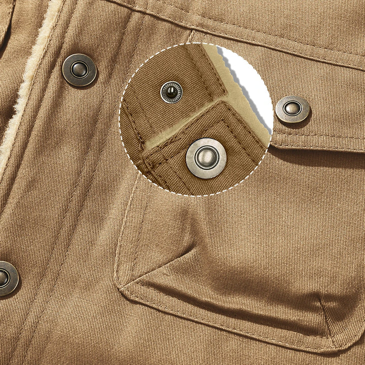 Men's Jackets Winter Faux Shearling Lined Windproof Warm Coat Black Buttoned Parka Pockets Comfortable Casual Tops US Size