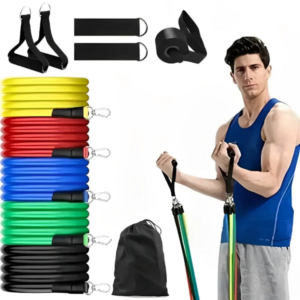 11pcs/Set Pull Rope Resistance Bands Portable Fitness Equipment Ankle Strap Chest Expander Elastic Exercise Band