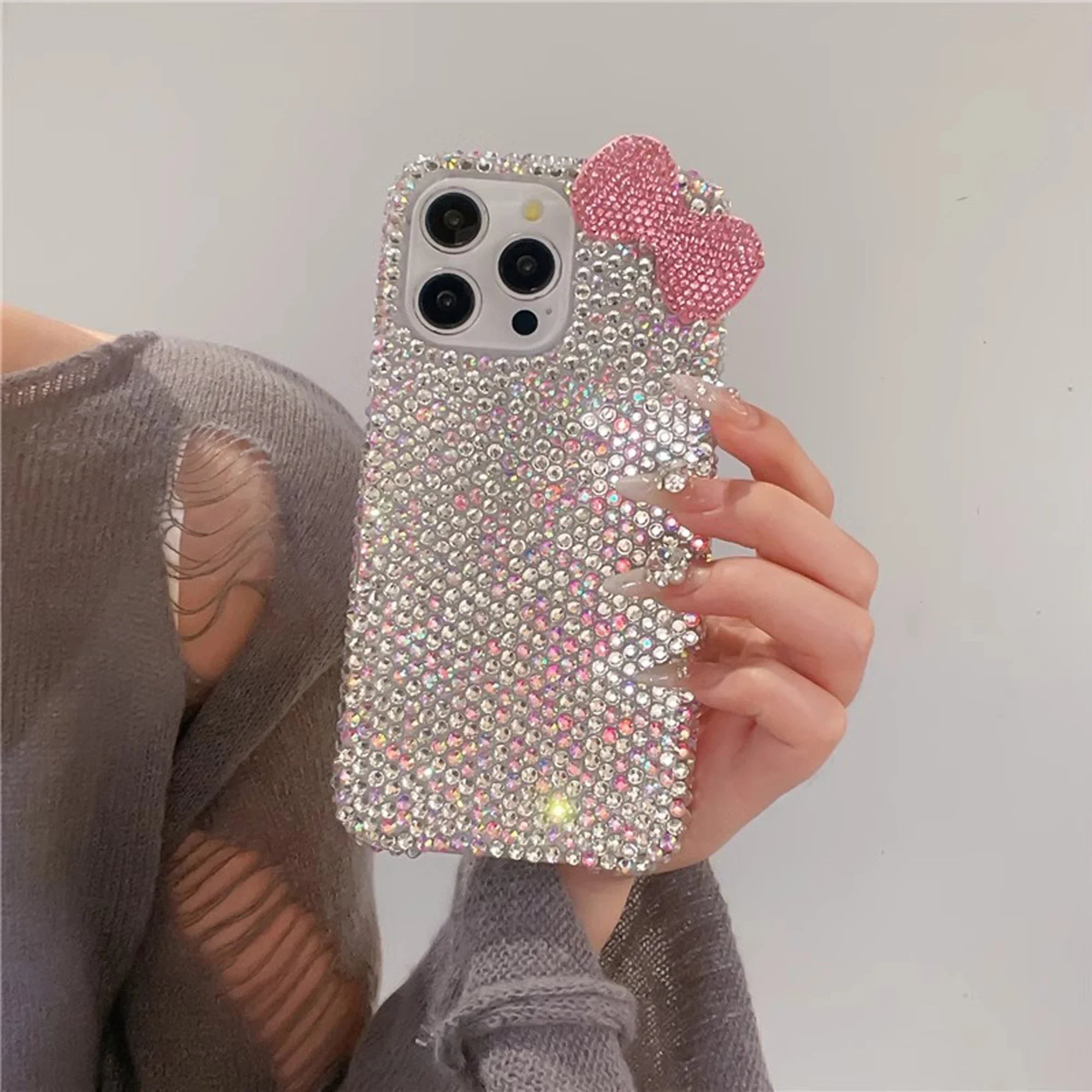 Premium Cute Full Diamond Bow Phone Case Stylish Phone Accessories for iPhone 16 15 14 13 12 11 Pro Max