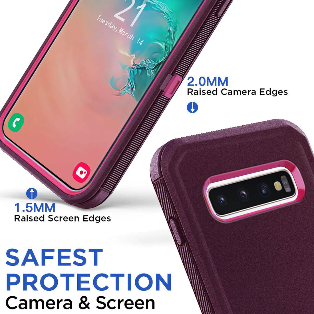 Red For Samsung Galaxy S10+ Plus S10 S10E Case Heavy Duty Shockproof Hard Protective Rugged Hybrid 3in1 Layers Phone Cover