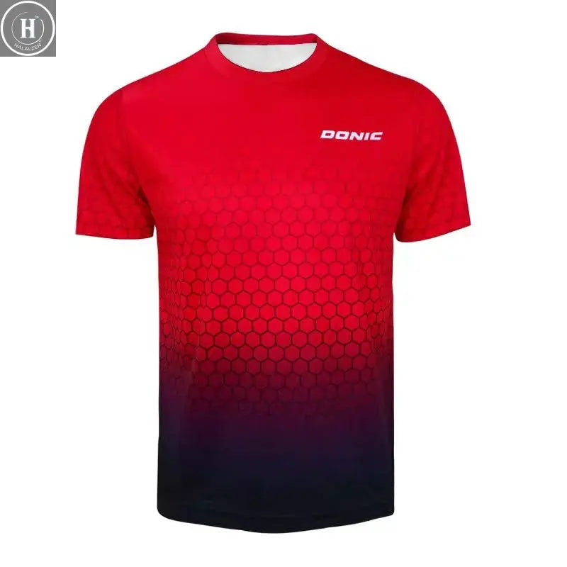 New Men's Table Tennis T-Shirt with 3D Print Men's Summer Breathable Badminton T-Shirt Table Tennis Short-Sleeved Quick-Dry Top HALALZEN