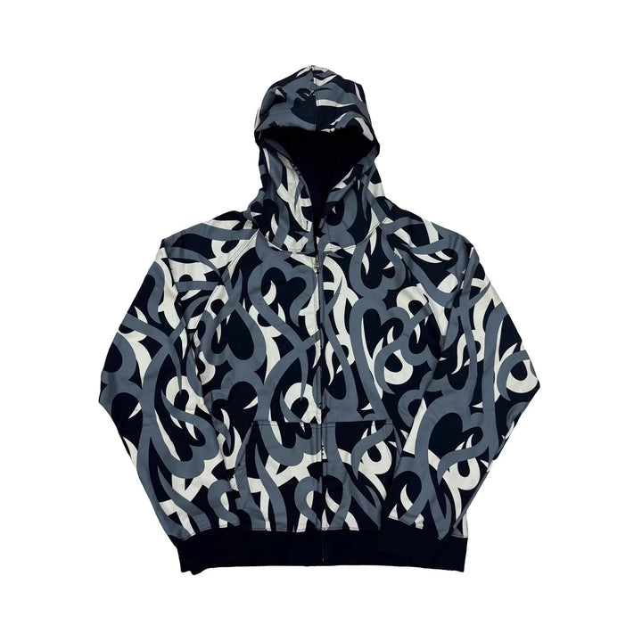 New Luxury Tribal Camo Hearts zip up N9 Face Pullover Hoodies Hoody hooded Sweatshirts velvet Cotton Thick Fleece
