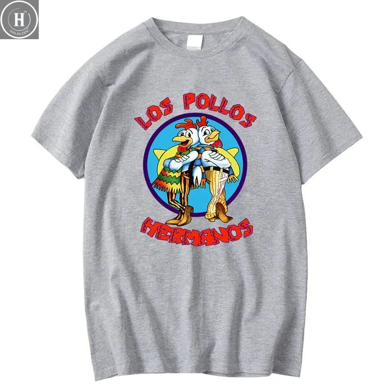 Summer Men's Short Sleeved High Quality 100% Cotton Breaking Bad LOS POLLOS Chicken Brothers Printed Casual For Men T-shirt Male HALALZEN