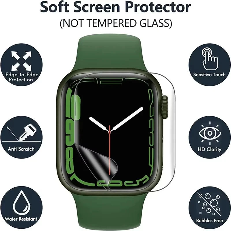 Soft TPU Hydrogel Protector Film For Apple Watch Ultra 9 8 7 SE 6 5 4 3 2 Clear Protector iwatch 49mm 45mm 41mm 44mm 40mm 42mm