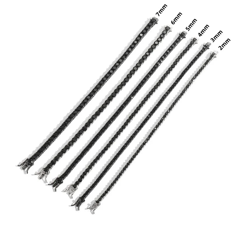 Great Sale Real S925 Sterling Silver Plated 18K Gold 5A Grade Zircon Black Tennis Bracelet for Men and Women Fashion Jewelry