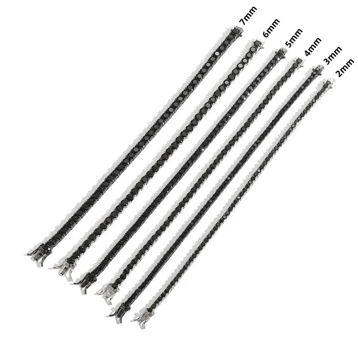 Great Sale Real S925 Sterling Silver Plated 18K Gold 5A Grade Zircon Black Tennis Bracelet for Men and Women Fashion Jewelry