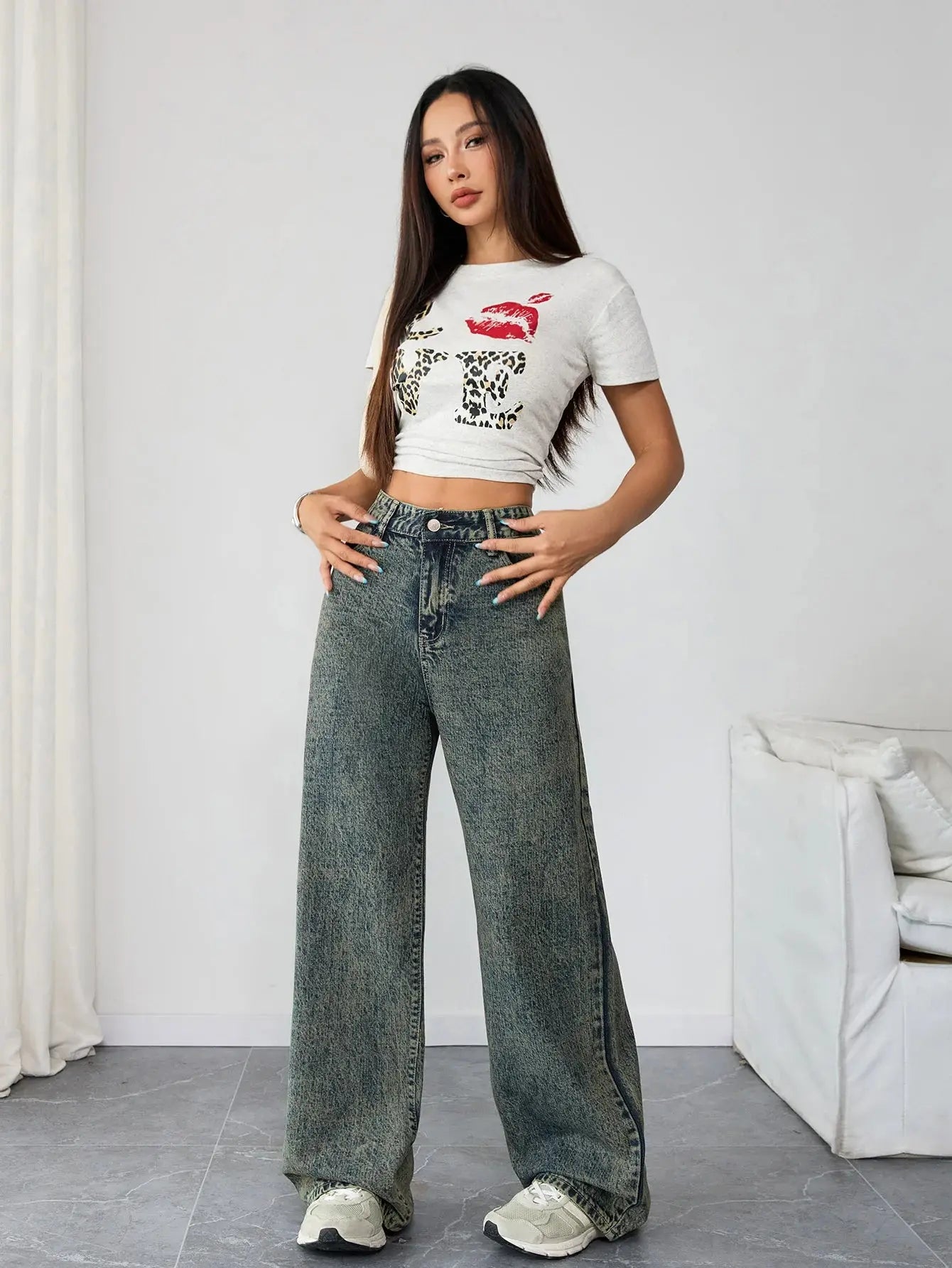 Plus Size Jeans for Women High Waist Loose Fit Denim Pants Trendy Casual Clothing Halalzen UK