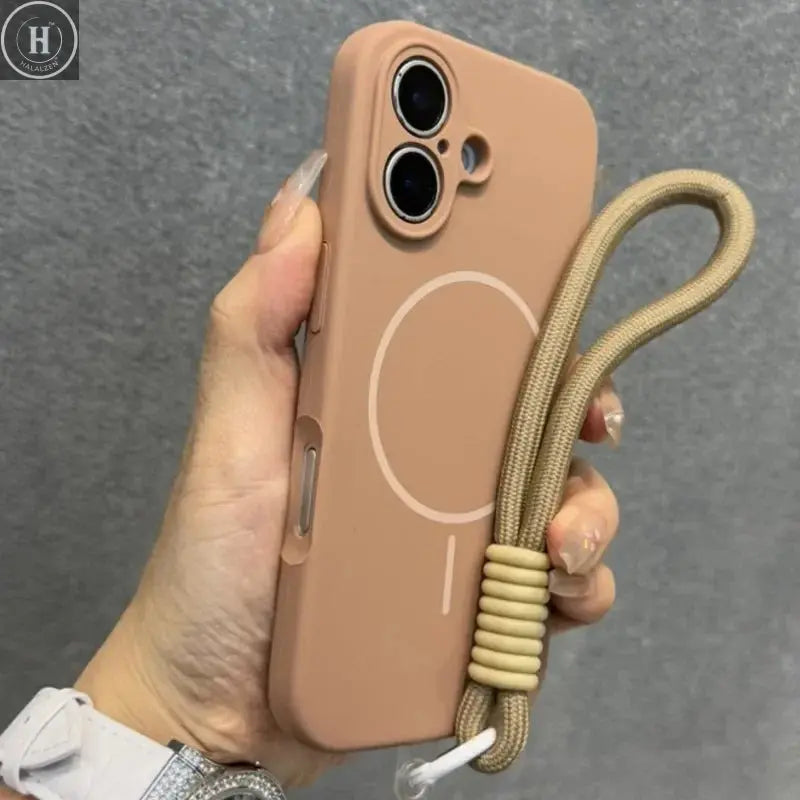 Luxury Candy Liquid Silicone Magsafe Case for iPhone 17 16 15 14 13 12 Pro Max Soft Shockproof Magnetic Lanyard Strap Cover Halalzen UK