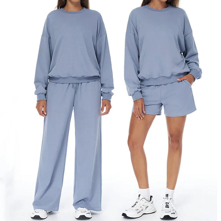 Autumn Winter Women's Pant Sets Sports Pullover Wide Leg Pants 2 Pieces Yoga Sets Gym Fitness Tracksuit Set Loose Hoodies Suits