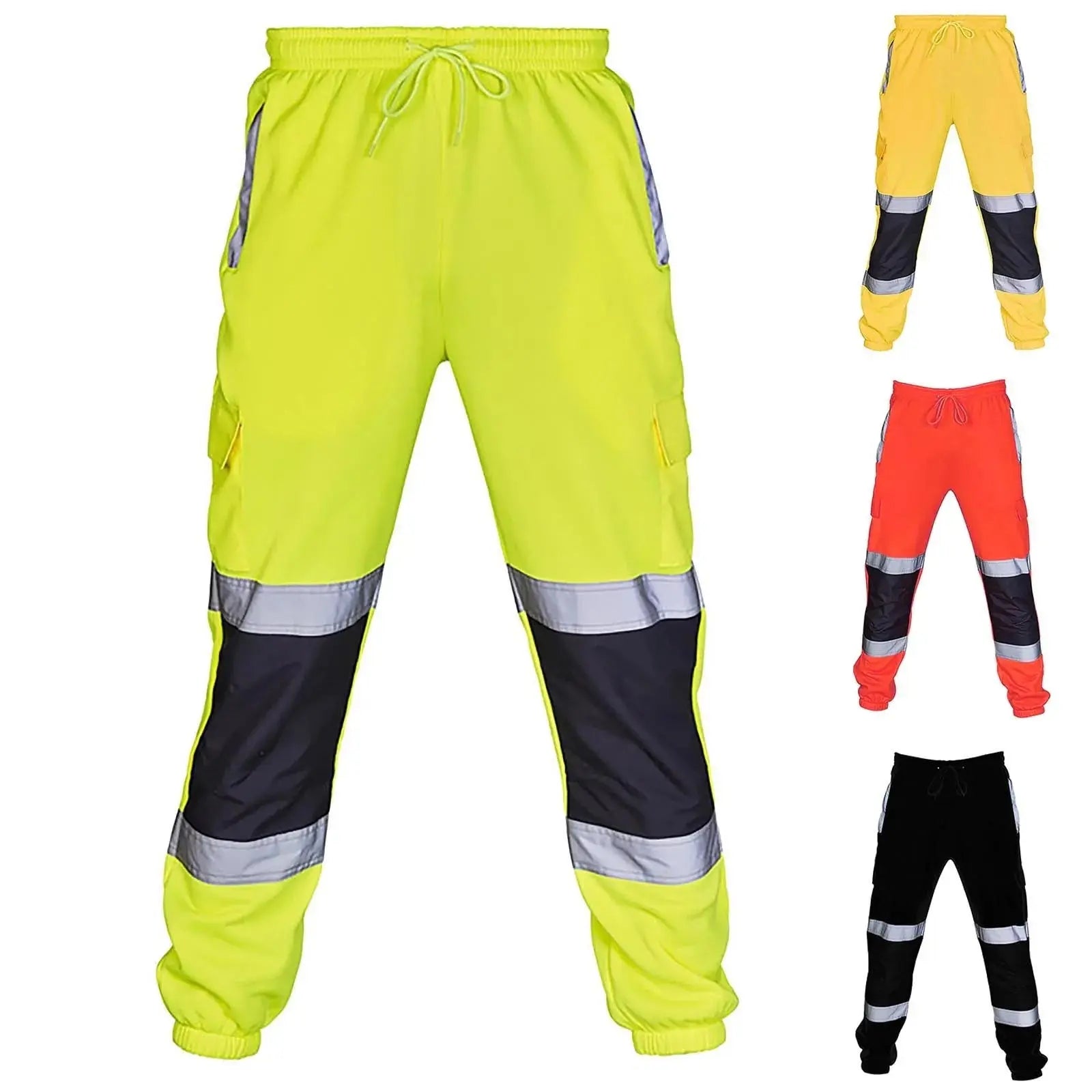 Reflective Stripes Strips Pants Men Work Trousers Hi Vis Pants High Visibility Work Wear Pants Road Construction Safety Trousers Halalzen UK