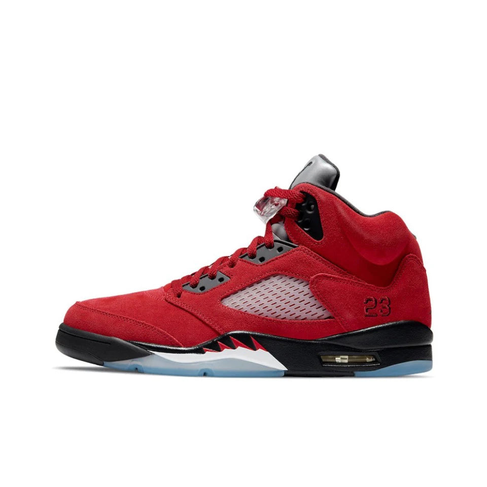 Original Air Jordan 5 'Bulls' For Men's Red and White Retro Classic Basketball Shoes Casual Sneakers